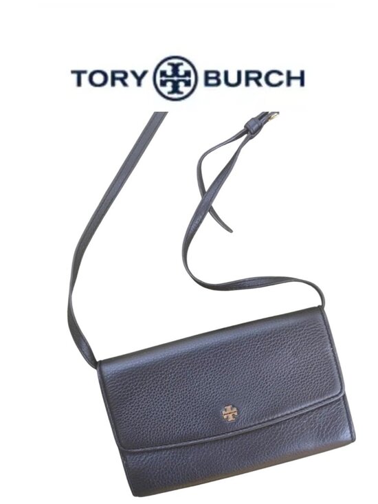 Tory Burch Handbags - Tory Burch Black Pebbled Leather Crossbody Wallet Clutch And Coa